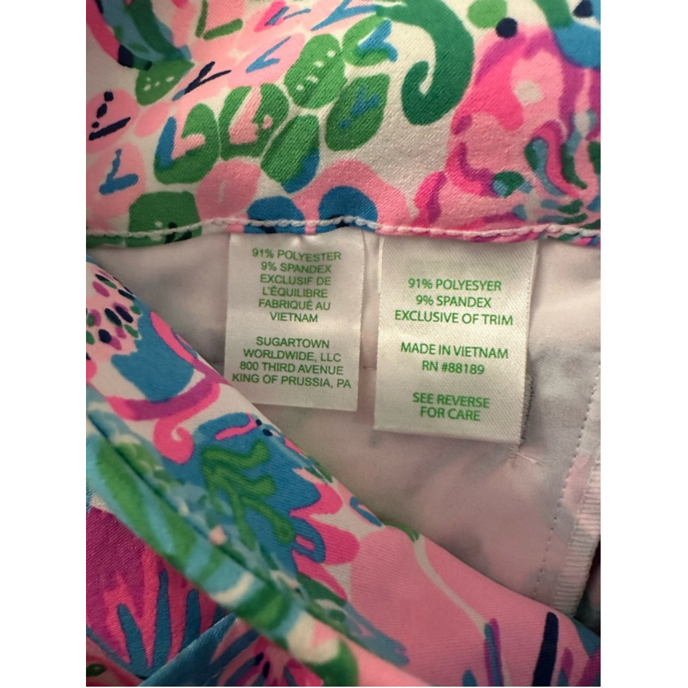Women's Lilly Pulitzer Luxletic Shorts Size 2 Pink Blue Floral Print - Picture 5 of 8
